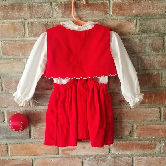 Vintage Red Velour 3 Piece Outfit 3T - Picture 2 of 8